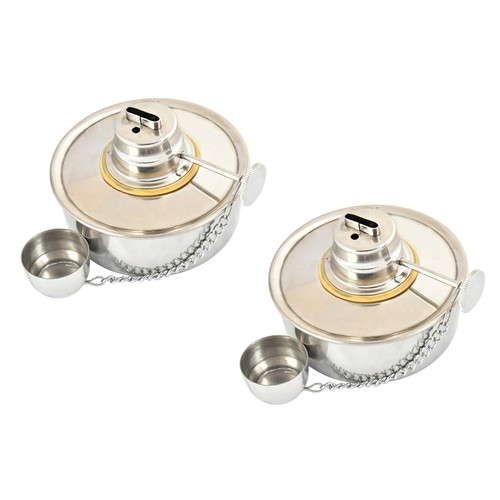RG® Stainless-Steel Spirit Lamps with Wicks — Set of 2 by Randhawa Global
