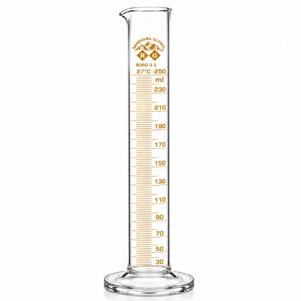 RG® Borosilicate 3.3 Graduated Measuring Cylinder 250 ml — Pack of 1
