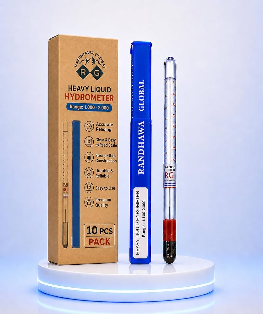RG® Glass Hydrometers 1000–2000 — Pack of 10 by Randhawa Global
