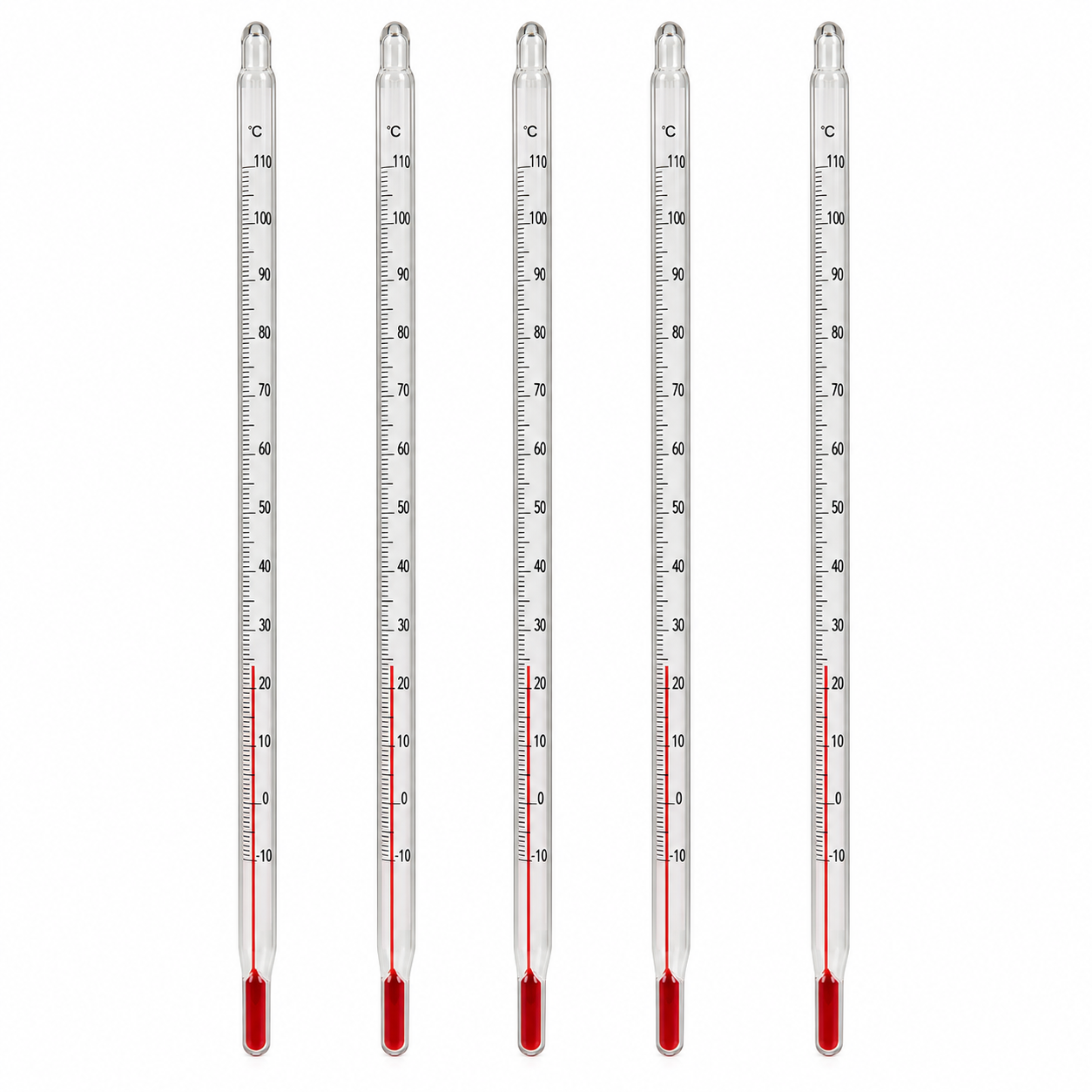 RG® Non-Mercury Laboratory Thermometers −10 to 110 °C — Pack of 5