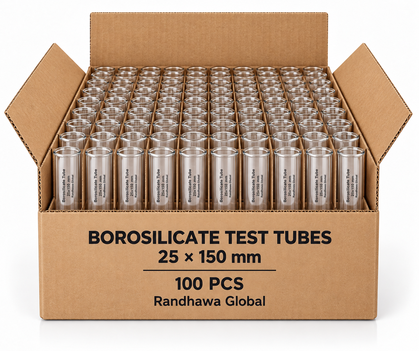 RG® Borosilicate Test Tubes 25 × 150 mm — Pack of 100 by Randhawa Global