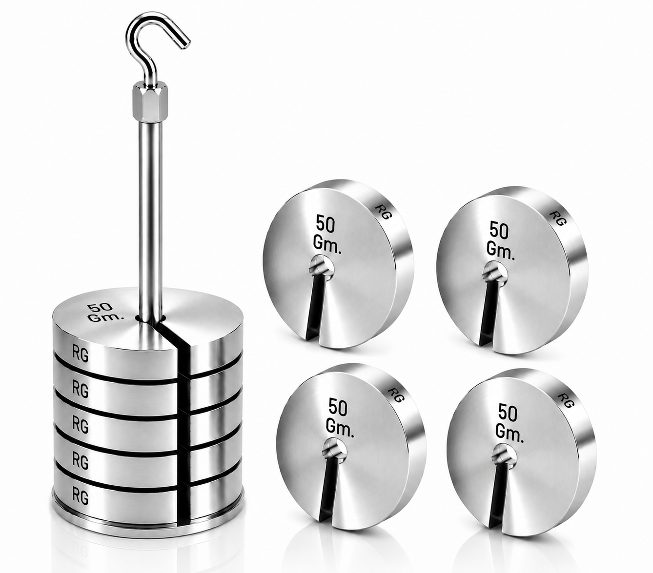 RG® Chrome-Plated Slotted Weight Set — 500 g (50 g × 10) by Randhawa Global