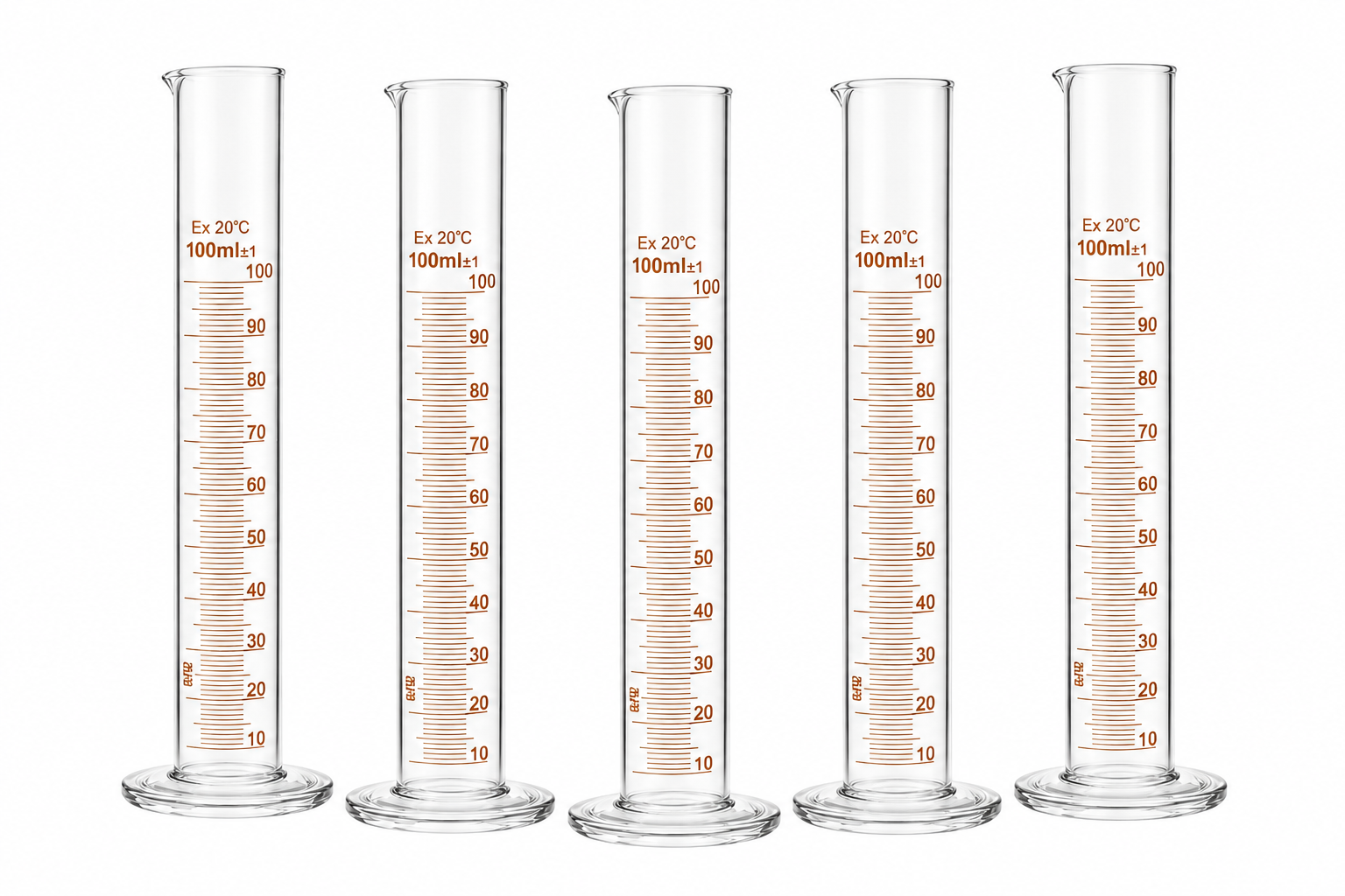 RG® Borosilicate Glass Measuring Cylinders 100 ml — Pack of 5 by Randhawa Global