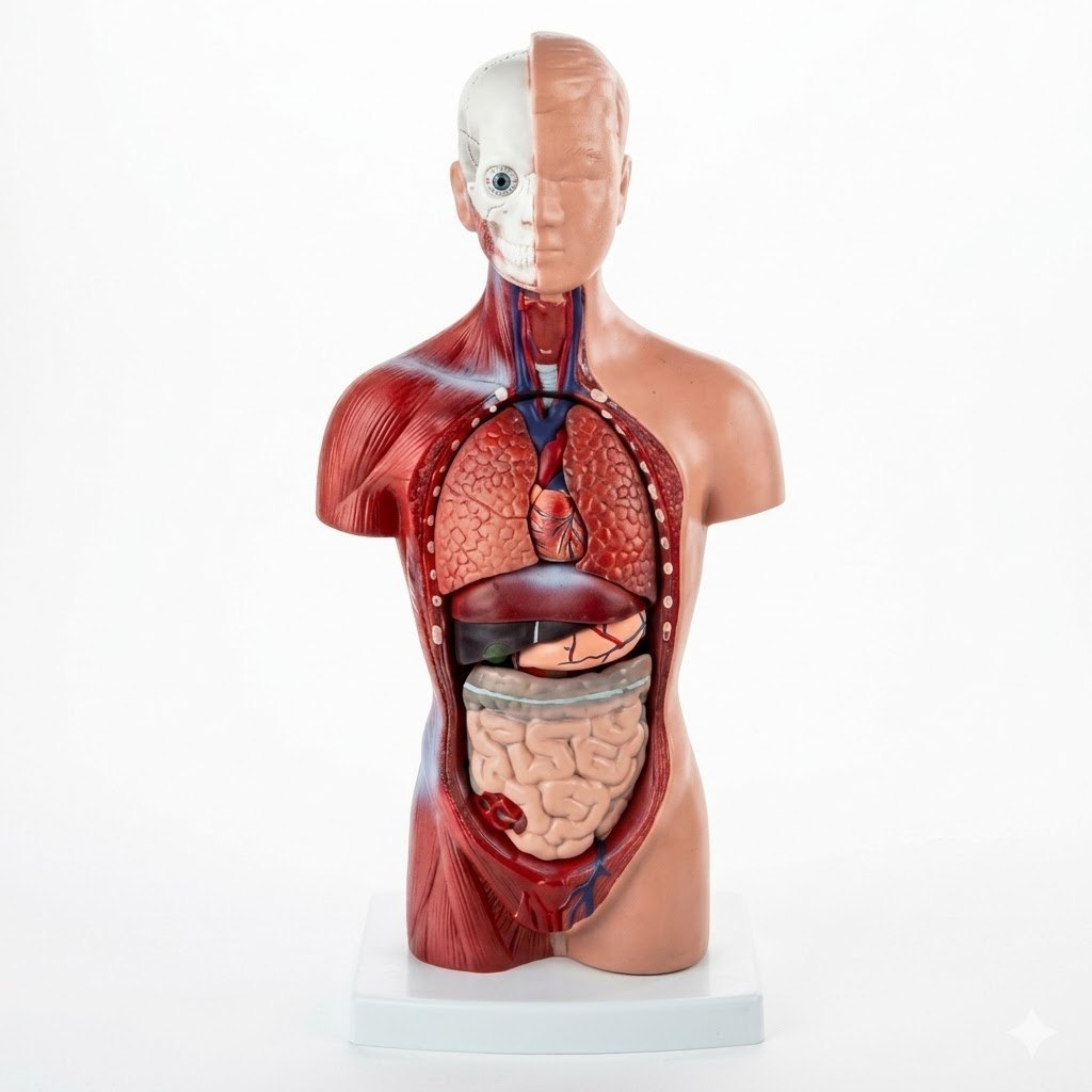 RG® Human Torso Anatomical Model — Large Sexless, 9 Parts on Base